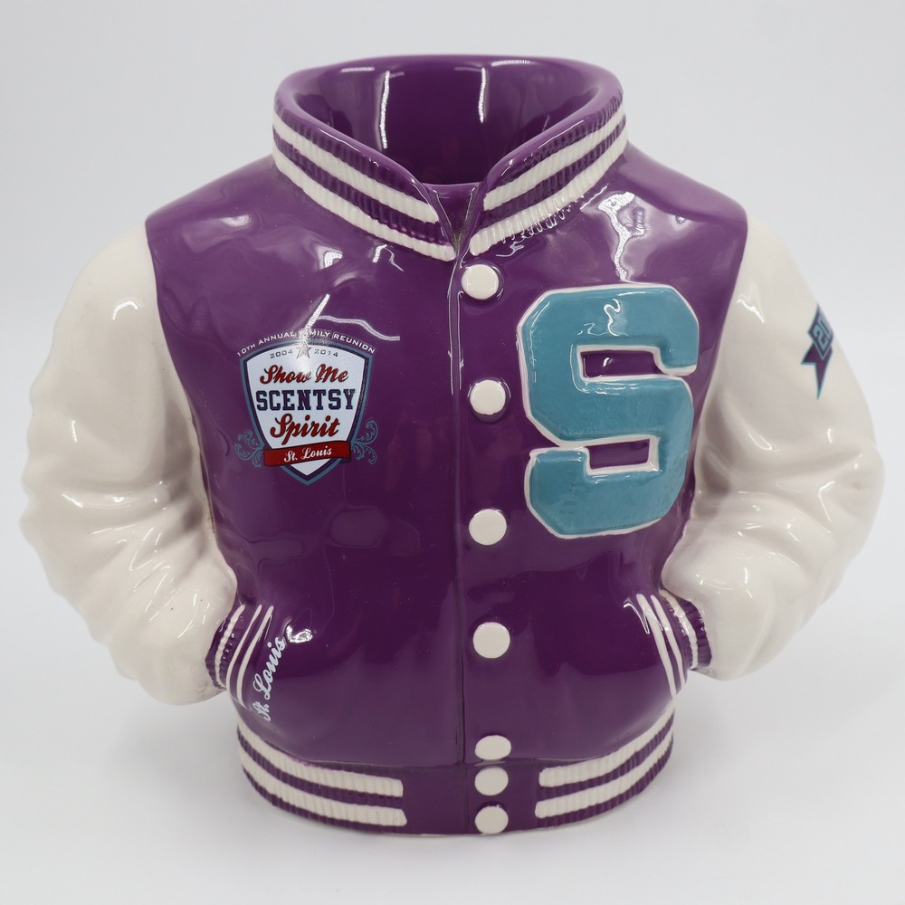 Scentsy Varsity Jacket Wax Warmer 2014 St Louis Reunion Purple White 1106-28678
